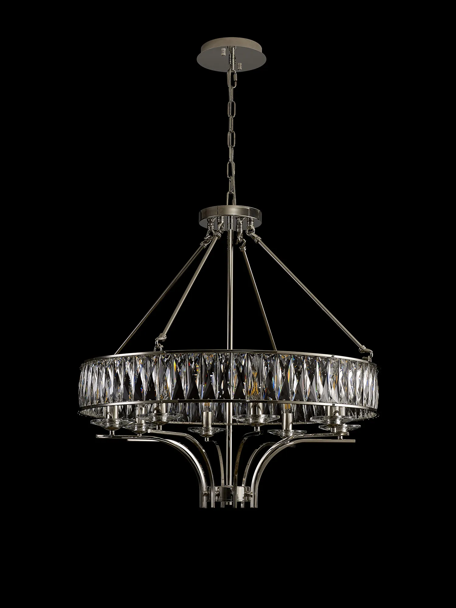 Vivienne Crystal Pendant/Semi Ceiling 8 Light Polished Nickel IL31820  Diyas Vivienne Polished Nickel